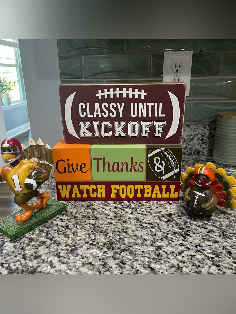 Cute football and fall decorations. Set of 4